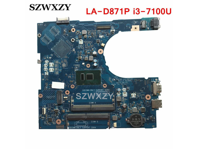For Inspiron 5566 5468 Laptop Motherboard CN-0DMD9K 0DMD9K DMD9K BAL60 LA-D871P i3-7100u DDR4