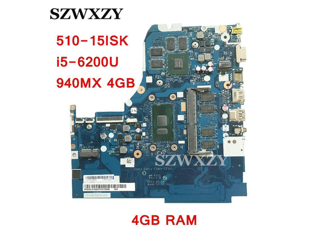 For 510-15ISK Laptop Motherboard i5-6200U CPU 4G RAM 5B20L37429 CG411 CG511 CZ411 CZ511 NM-A751