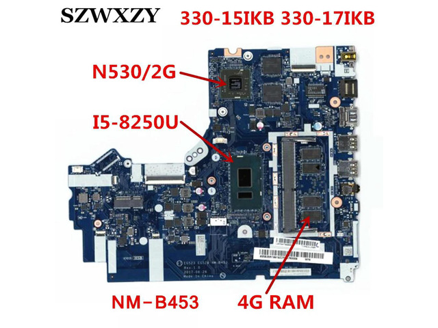 For 330-15IKB 330-17IKB Laptop Motherboard NM-B453 5B20R19919 i5-8250U CPU N530 2G GPU 4GB RAM