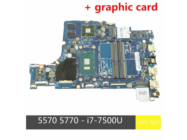 For Inspiron 15 5570 17 5770 Laptop Motherboard LA-F115P i7-7500U Radeon R7 Graphics KPT7N 0KPT7N