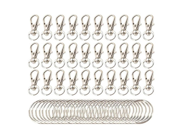 60 Pieces Key Ring Clip Hooks Twist Locks Lanyard Snap Hooks With Split Key Rings