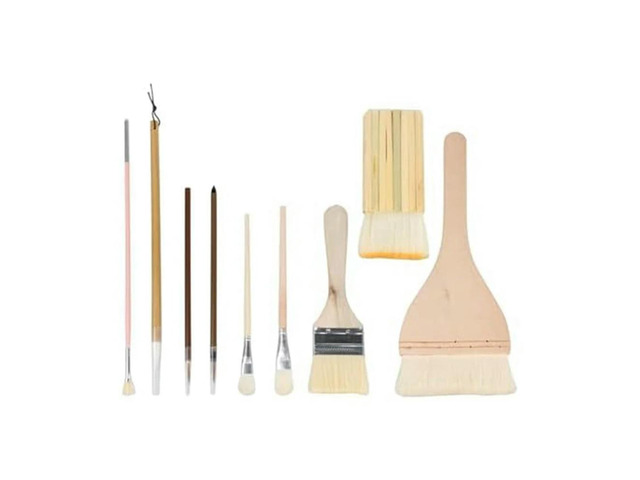 Pottery Glaze Brushes Ceramic Brushes 9 Different Shapes As Shown Wooden Art Brush Set Oil Painting Canvas