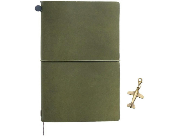 A5 Olive Green Retro Cowhide Manual Account Book European Retro Notebook Diary Notepad Office Supplies
