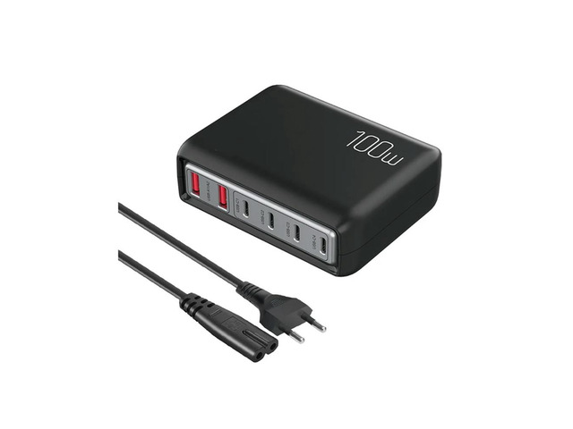 For 20W Fast Charge Cell Phone Charger Portable 100W Multi-Port Charger with EU Plug,Black