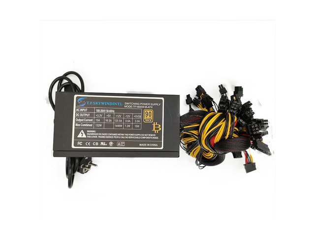 1600w Power Supply For 6 GPU Ethereum Miner Power Supply For Bitcoin Miners Support 6 Graphics Card RX470 RX480 RX570 RX580 PC