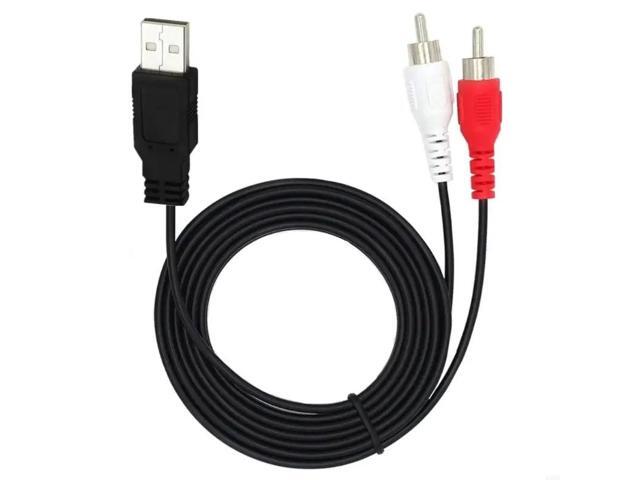 1PC 1.5m Dual RCA Male to USB Male A Composite Adapter Audio Video Data Extension Cable Cord For TV/PC