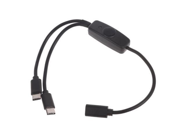2 in 1 USB Type C Splitter Cable Type C Female to male USB-C Extension Cable Charging Cord With ON/OFF Switch for