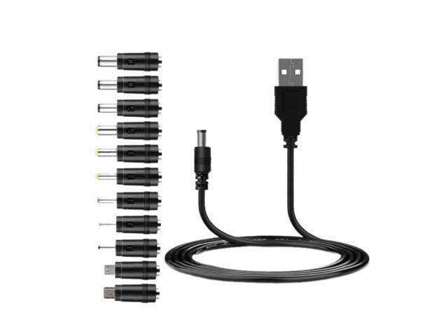 Universal USB to 5V DC Power Cord Charging Cable 5.5x2.1mm Jack With 12 Interchangeable Plug Adapter Mini Micro USB