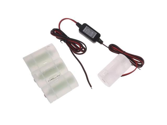 6V LR20 D Eliminators Cable 2pin Power Supply Adapter Cord Wire Replace 4pcs 1.5V LR20 D Size Cell Batteries