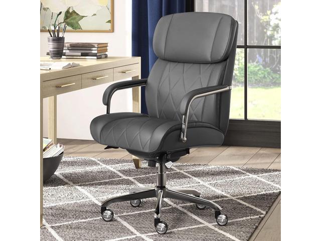 La-Z-Boy Sutherland Ergonomic Bonded Leather Swivel Computer and Desk Chair, Gray (CHR10048B)