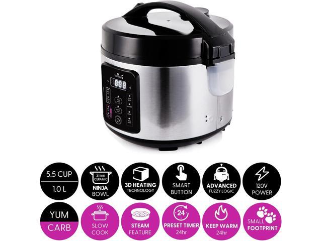 Yum Asia Kumo YumCarb Rice Cooker with Ceramic Bowl and Advanced Fuzzy Logic, (5.5 Cups, 1 Litre), 5 Rice Cooking Functions, 3 Multicooker...