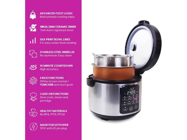 Yum Asia Kumo YumCarb Rice Cooker with Ceramic Bowl and Advanced Fuzzy Logic, (5.5 Cups, 1 Litre), 5 Rice Cooking Functions, 3 Multicooker...