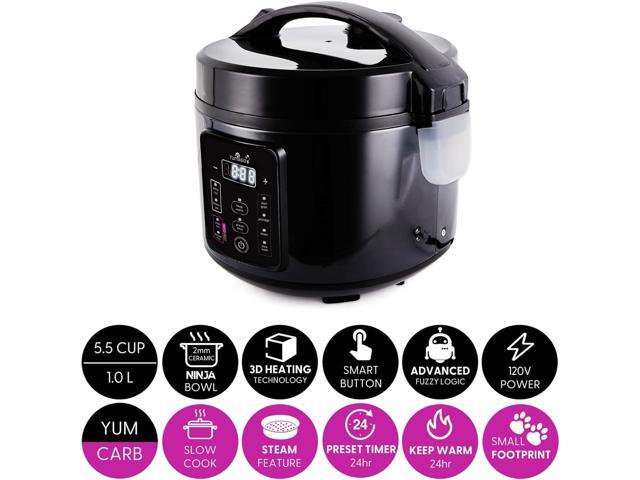 Yum Asia Kumo YumCarb Rice Cooker with Ceramic Bowl and Advanced Fuzzy Logic, (5.5 Cups, 1 Litre), 5 Rice Cooking Functions, 3 Multicooker...