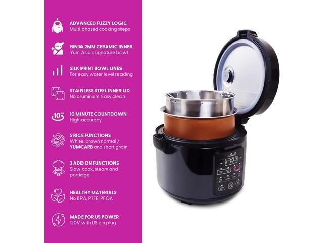Yum Asia Kumo YumCarb Rice Cooker with Ceramic Bowl and Advanced Fuzzy Logic, (5.5 Cups, 1 Litre), 5 Rice Cooking Functions, 3 Multicooker...