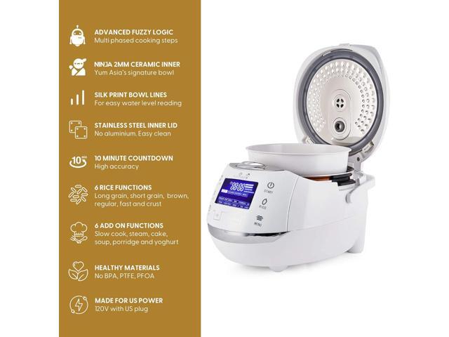 Yum Asia Sakura Rice Cooker with Ceramic Bowl and Advanced Fuzzy Logic (8 Cup, 1.5 Litre) 6 Rice Cook Functions, 6 Multicook Functions, Motouch LED...