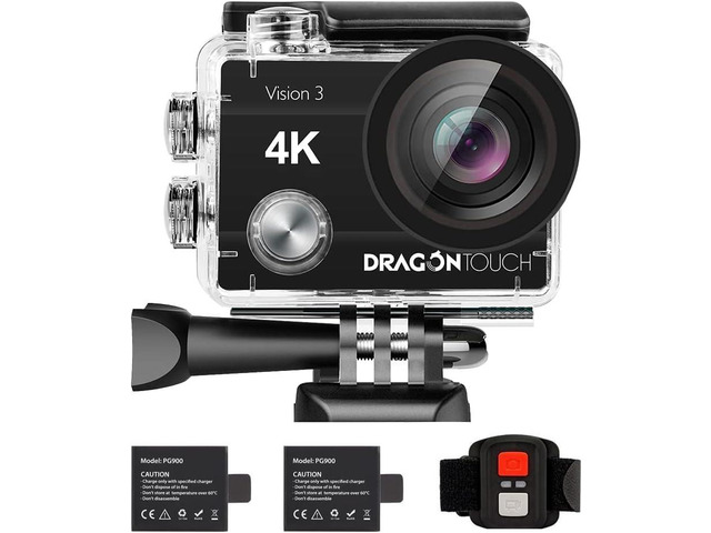 Dragon Touch Action Camera Vision 3 4K 20MP Underwater Waterproof Camera with Remote 170° Wide Angle WiFi Sports Cam with Mounting Accessories Kit