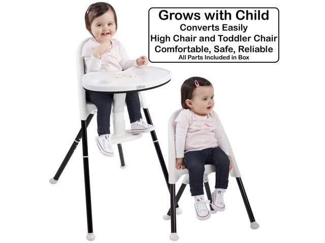 Primo Cozy TOT Deluxe Convertible Folding High Chair & Toddler Chair, Black/White