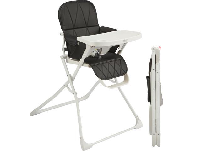 Primo PopUp Folding High Chair - Folds Flat to Store Easily, Travel and Stowable Folding High Chair, Black/White
