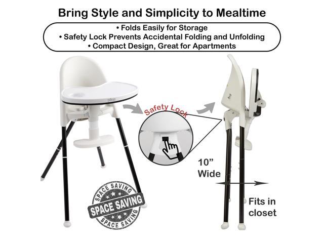 Primo Cozy TOT Deluxe Convertible Folding High Chair & Toddler Chair, Black/White