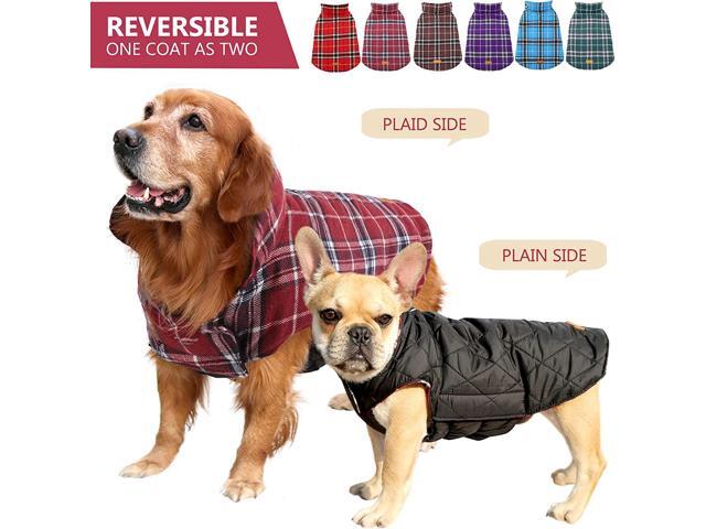 Kuoser Dog Coats Dog Jackets Waterproof Coats for Dogs Windproof Cold Weather Coats Small Medium Large Dog Clothes Reversible British Style Plaid...