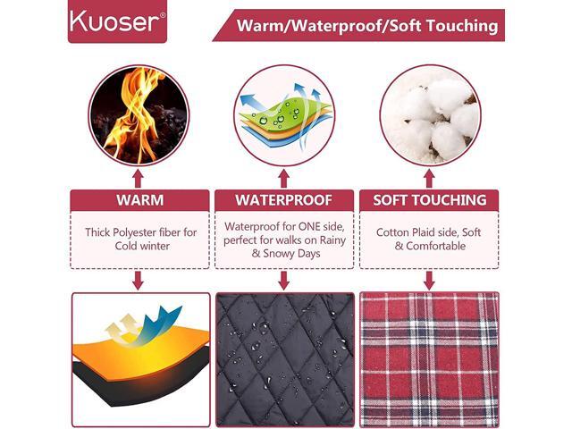 Kuoser Dog Coats Dog Jackets Waterproof Coats for Dogs Windproof Cold Weather Coats Small Medium Large Dog Clothes Reversible British Style Plaid...