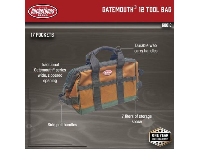 BUCKET BOSS 60012 Tool Bag,16 Pocket,12' x 7' x 9', Double Wall 600 Poly