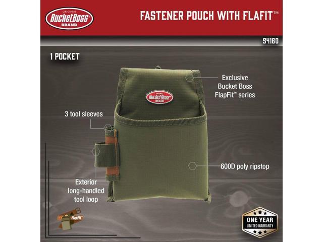 bucket boss fastener tool pouch with flapfit in brown, 54160
