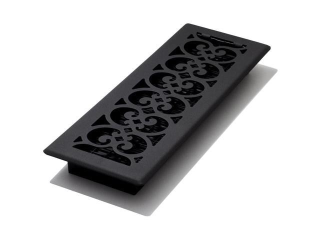 DECOR GRATES ST414 Floor Register 5.5 X 15.5, Textured Black, Cast Iron