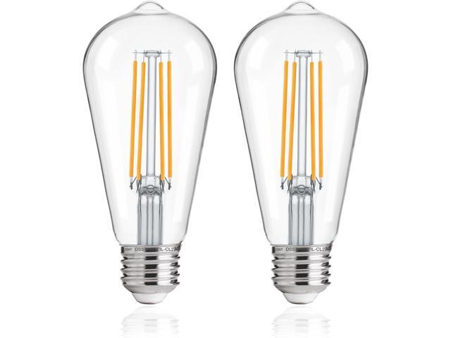 Jaspertronics Dusk to Dawn Outdoor Sensor ST19 LED Light Bulb 8W (100W Eqv) 1400LM Vintage Filament E26 Base Auto On/Off Photocell Energy-Efficient...