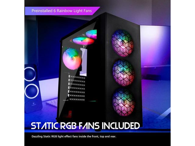 Raidmax MESHIAN X921 Mesh Airflow and Tempered Glass Gaming PC Case with Fans, Pre-Installed 6 Static RGB Color Fans, ATX Mid Tower, Black, Support...