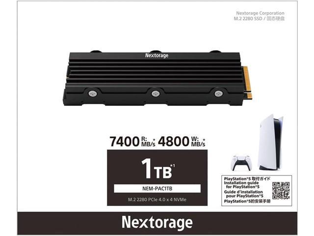 Nextorage Japan 1TB NEM-PAC PlayStation 5 SSD, M.2 NVMe with Heatsink, Up to 7400MB/s, comaptible with PlayStation 5 Consoles, PCIe Gen4 Internal...