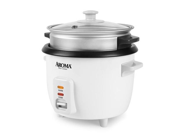 Aroma 3-Cup Rice Cooker And Food Steamer, White