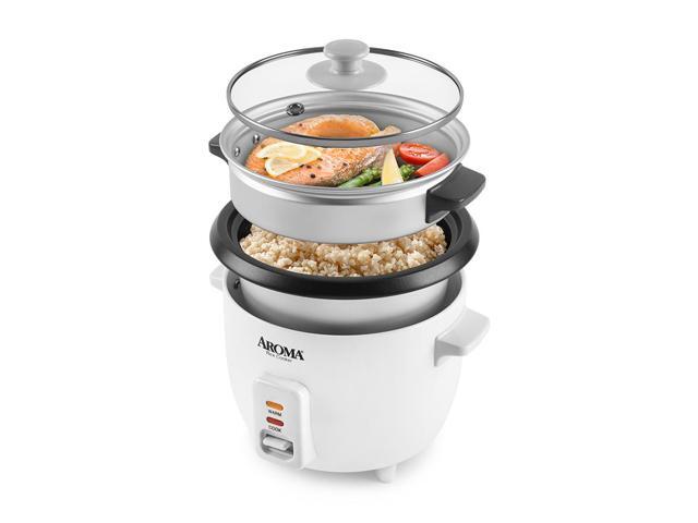 Aroma 3-Cup Rice Cooker And Food Steamer, White