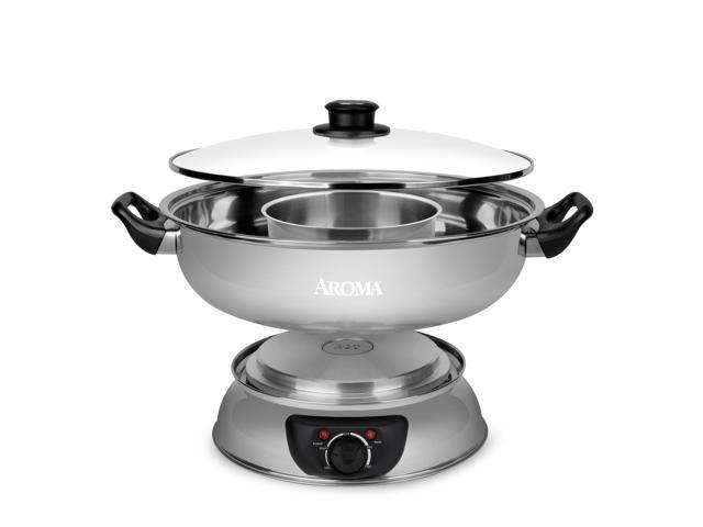 Aroma Stainless Steel Hot Pot, Silver (ASP-600), 5 quart