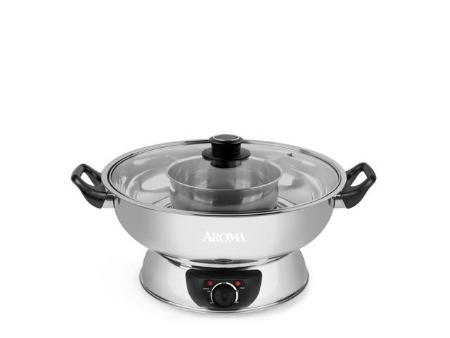 Aroma Stainless Steel Hot Pot, Silver (ASP-600), 5 quart