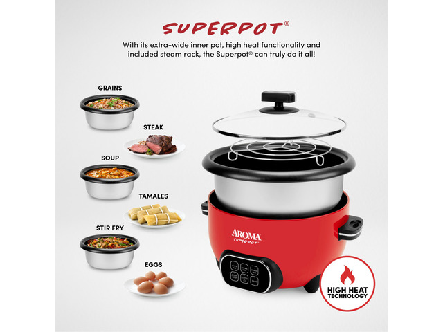 AROMA 20-Cup (Cooked) Super Pot Rice & Grain Cooker, Food Steamer & Multicooker with Sauté, Soup, and Spanish Rice Functions, Automatic Keep Warm...