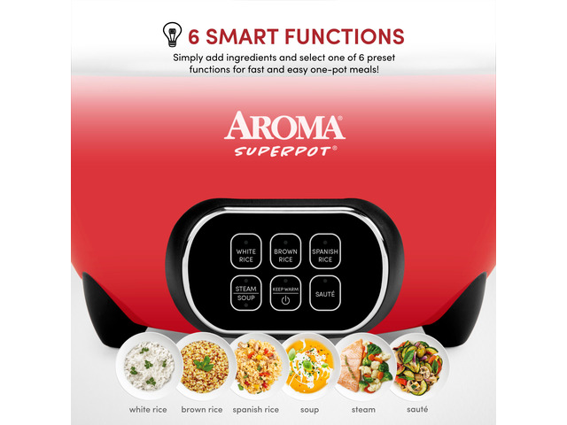 AROMA 20-Cup (Cooked) Super Pot Rice & Grain Cooker, Food Steamer & Multicooker with Sauté, Soup, and Spanish Rice Functions, Automatic Keep Warm...
