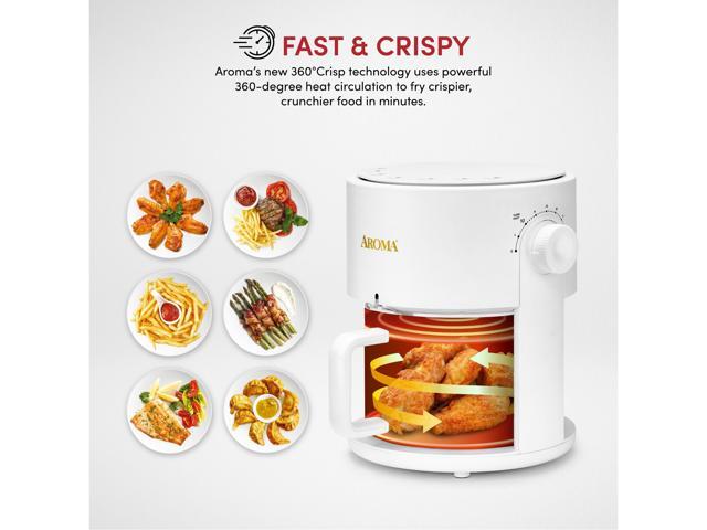 AROMA Glass Air Fryer and Countertop Convection Oven with Powerful 360Crispy Technology (3 Quart)