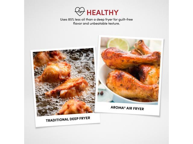 AROMA Glass Air Fryer and Countertop Convection Oven with Powerful 360Crispy Technology (3 Quart)