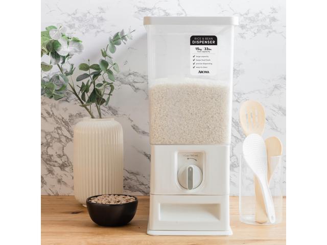 Aroma Housewares 33 lbs Rice & Bean Dispenser, Dry Food Storage Bin (ARD-133), White