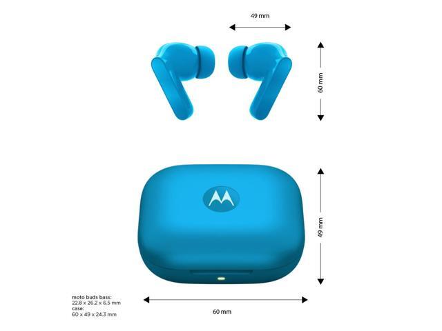 Motorola Moto Buds Bass XT2443-1 Dynamic ANC, Triple Microphone Array, Bluetooth 5.3, IP54 Water & Dust Resistant, Dolby Atmos Audio - (Blue Jewel)