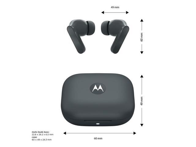 Motorola Moto Buds Bass XT2443-1 Dynamic ANC, Triple Microphone Array, Bluetooth 5.3, IP54 Water & Dust Resistant, Dolby Atmos Audio (Pantone Dark...