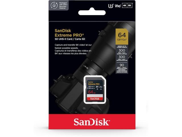 SanDisk Extreme PRO 64GB SDXC UHS-II Card, Up to 300MB/s Read and 300MB/s Write speeds, V90, 8K