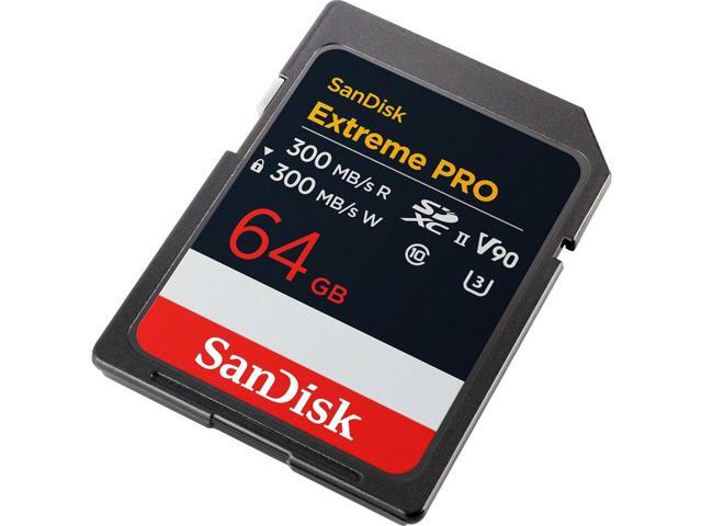 SanDisk Extreme PRO 64GB SDXC UHS-II Card, Up to 300MB/s Read and 300MB/s Write speeds, V90, 8K