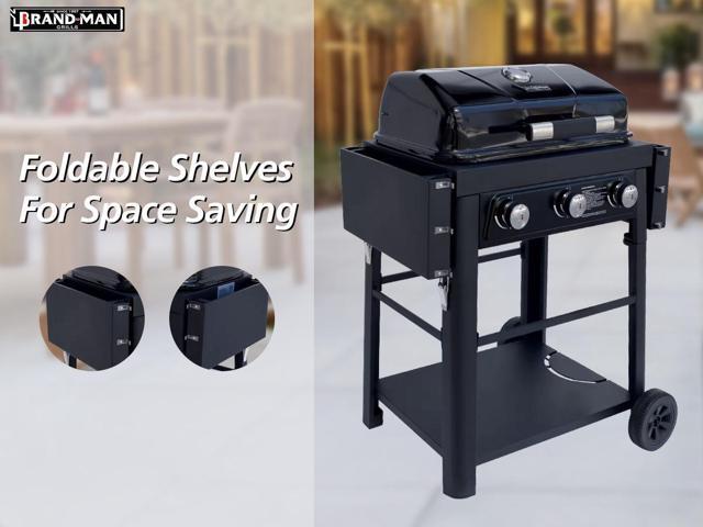 Brand-Man Bronco2 3-Burner Portable Liquid Propane Gas Grill, Black, Outdoor & Garden Use