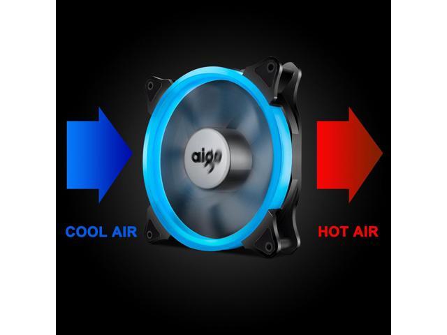 3pcs Vetroo LED Ring Fan 140mm 14cm Case Fan Silent Sleeve Bearing PC CPU Cooling Neon Quite Clear Case Fan Mod 4 Pin/3 Pin for Computer Cases CPU...