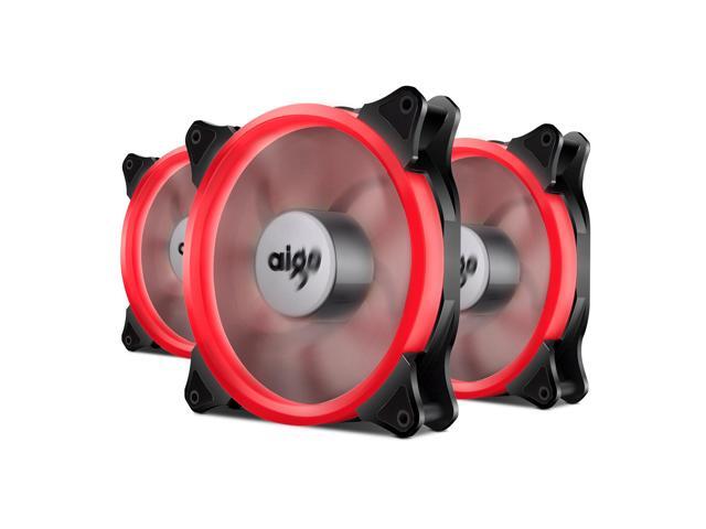 3pcs Vetroo LED Ring Fan 140mm 14cm Case Fan Silent Sleeve Bearing PC CPU Cooling Neon Quite Clear Case Fan Mod 4 Pin/3 Pin for Computer Cases CPU...