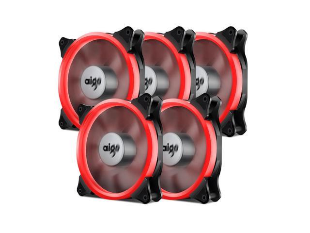5pcs Vetroo LED Ring Fan 140mm 14cm Case Fan Silent Sleeve Bearing PC CPU Cooling Neon Quite Clear Case Fan Mod 4 Pin/3 Pin for Computer Cases CPU...