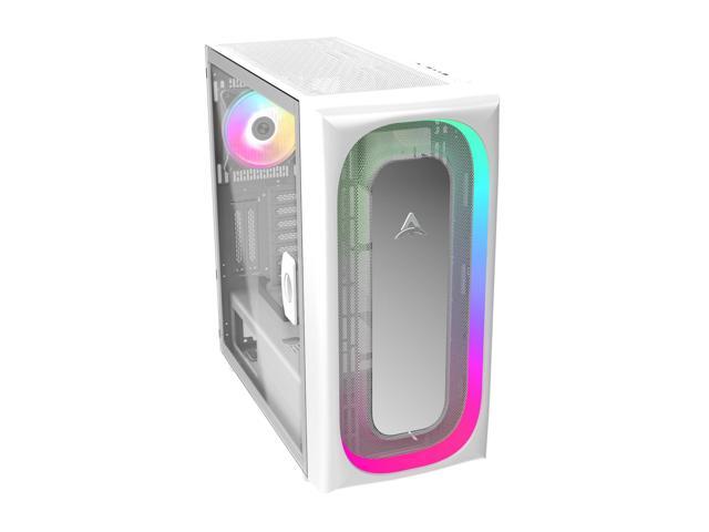 ALSEYE Ai-Pro White ARGB Mid-Tower E-ATX PC Gaming Case, Pre-Installed a Halo-Pro ARGB Fan, USB 3.0 Type-C Ports Contained