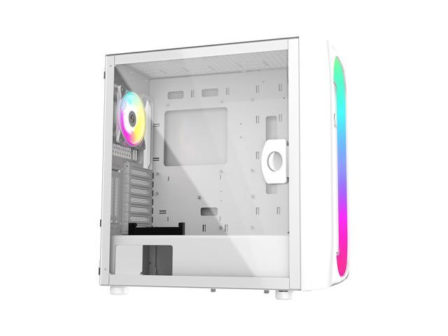 ALSEYE Ai-Pro White ARGB Mid-Tower E-ATX PC Gaming Case, Pre-Installed a Halo-Pro ARGB Fan, USB 3.0 Type-C Ports Contained